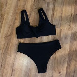 Black Tie Front Shein Bikini